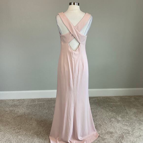 Adrianna Papell Backless Evening Gown Pink Size 10 Sleeveless Cowl Neck A-Line - Picture 2 of 12